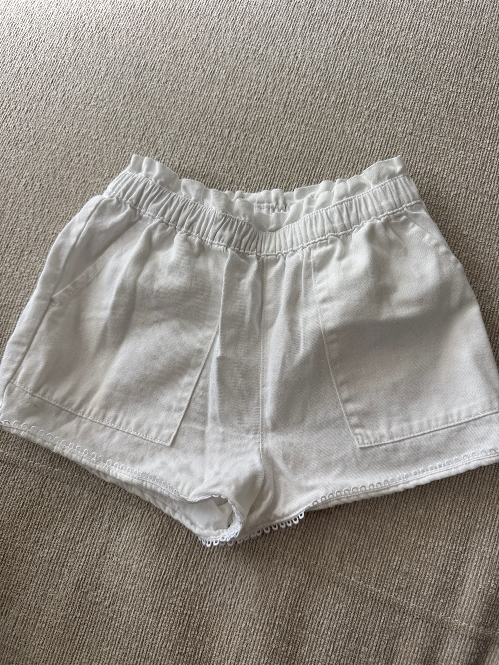 Crewcuts White High-Waist Elastic Pocket Shorts